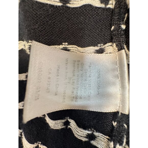 Talbots Womens Open Front Cardigan Sweater Sz Lp Black White Polka Dot Blue Trim - Picture 4 of 9